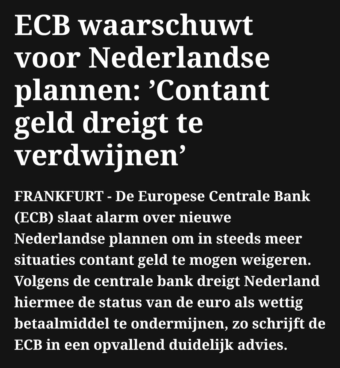 Goedemorgen ☕️ Wat is er toch met #Nederland aan de hand? In Nederland  mogen ze straks gewoon #cash weigeren terwijl het een wettig betaalmiddel  is. Nederland wil contant geld in zes situaties
