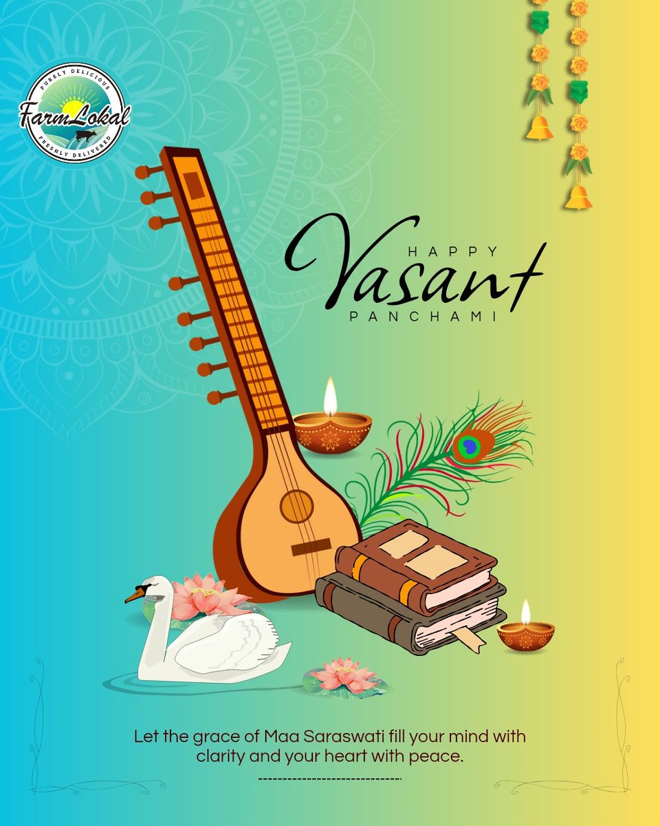TheFarmLokal's tweet image. May the blessings of Maa Saraswati bring wisdom, clarity, and creativity into our lives. As spring arrives, let it inspire fresh ideas, growth, and new beginnings—both personally and professionally. 
#VasantPanchami #SaraswatiPuja #SeasonOfSpring
#Wisdom #Learning #NewBeginnings