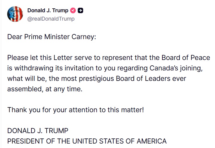 TrumpDailyPosts's tweet image. Donald J. Trump Truth Social Post 08:50 PM EST 01.22.26