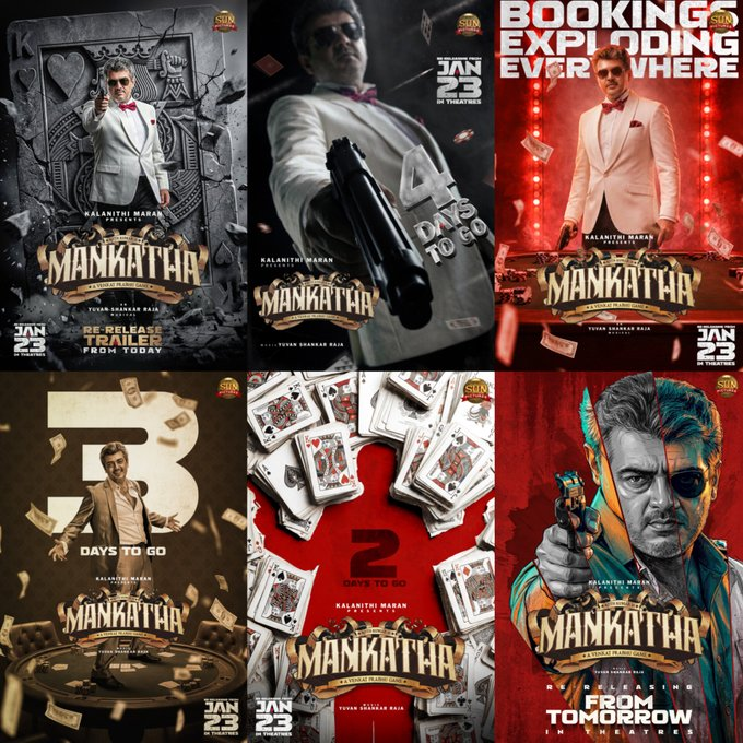 KollyWorld14's tweet photo. #AK fans will be forever grateful to @sunpictures team for the posters, promos and grand re-release #Mankatha  - Undoubtedly! 🥳❤️‍🔥

#Manka https://t.co/8lUvHwB2lT