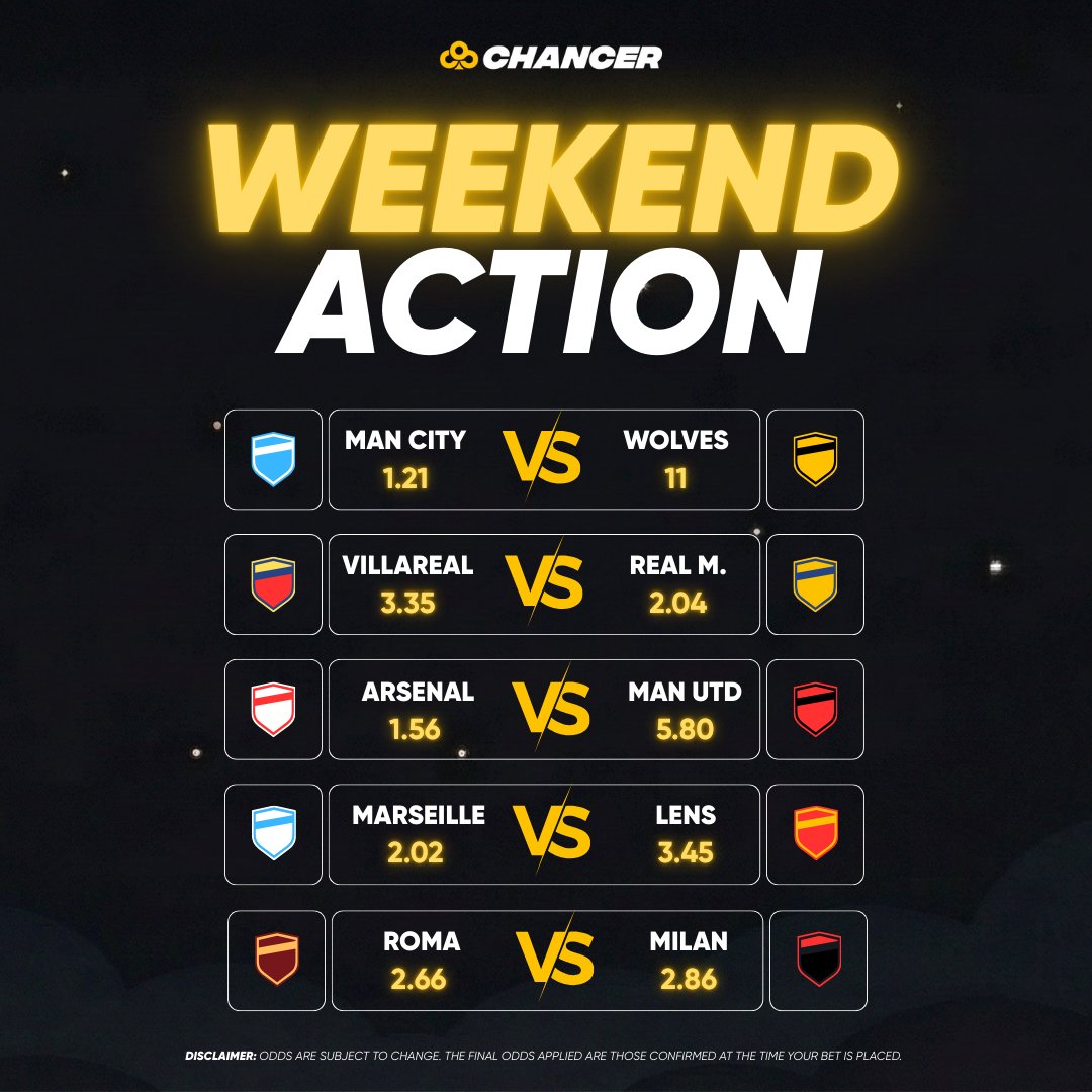 The weekend slate is ready!🔥

Big names, real matchups, proper football action!⚽️

But, keep in mind…
Not all favourites feel safe this weekend!👀

Look your picks in here: chancer.bet/sportbook/