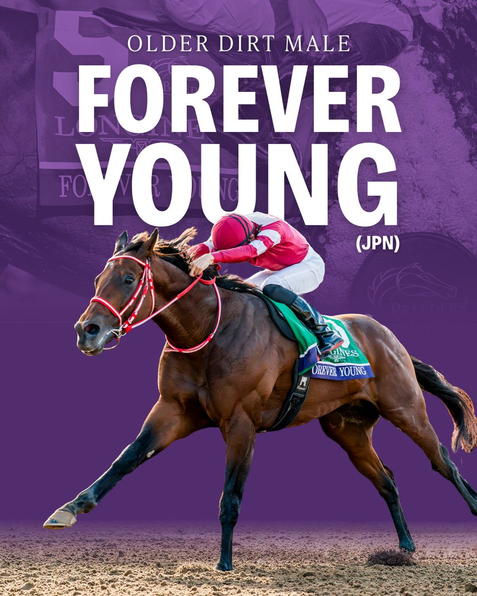 BreedersCup's tweet image. Forever Young wins the Eclipse Award for Older Dirt Male! #フォーエバーヤング

Congratulations to our reigning @Longines Breeders' Cup Classic champion!

Jockey: Ryusei Sakai
Trainer: Yoshito Yahagi
Owner: Susumu Fujita
Breeder: Northern Racing
#EclipseAwards @NTRA