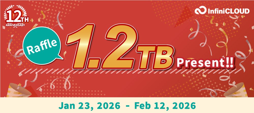 InfiniCLOUD_en's tweet image. 🎂 InfiniCLOUD’s 12th Anniversary Raffle is live!🎂

Enter to win 1.2TB for 12 YEARS 🎉

12 winners • Free entry • Limited time

🗓 Jan 23 – Feb 12 (JST)

Join now! 
👉 infini-cloud.net/en/campaign_12…

#InfiniCLOUD #CloudStorage #Giveaway