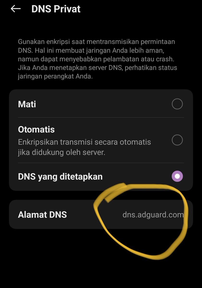 gadunmiskin's tweet image. Buat yang belum bisa chat dari x coba seting DNS kalian, ketik alamat DNS sesuai yg aku lingkarin... Di aku aman dan sudah bisa chat lagi tanpa VPN 👍👍
