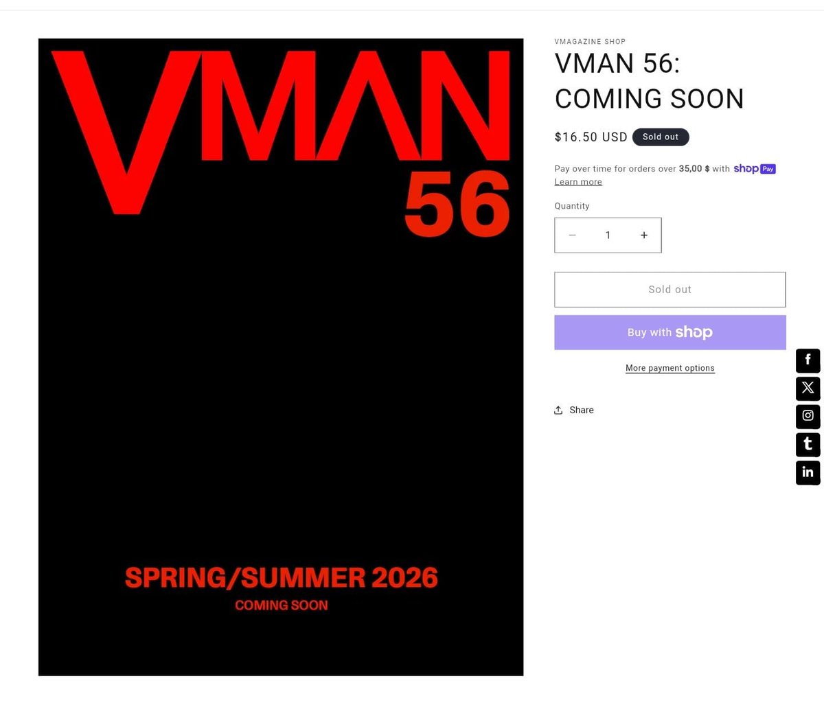 connorstupdates's tweet image. 🚨🚨 SOLD OUT!!!! The VMAN Issue 56, featuring Connor Storrie is already sold out!