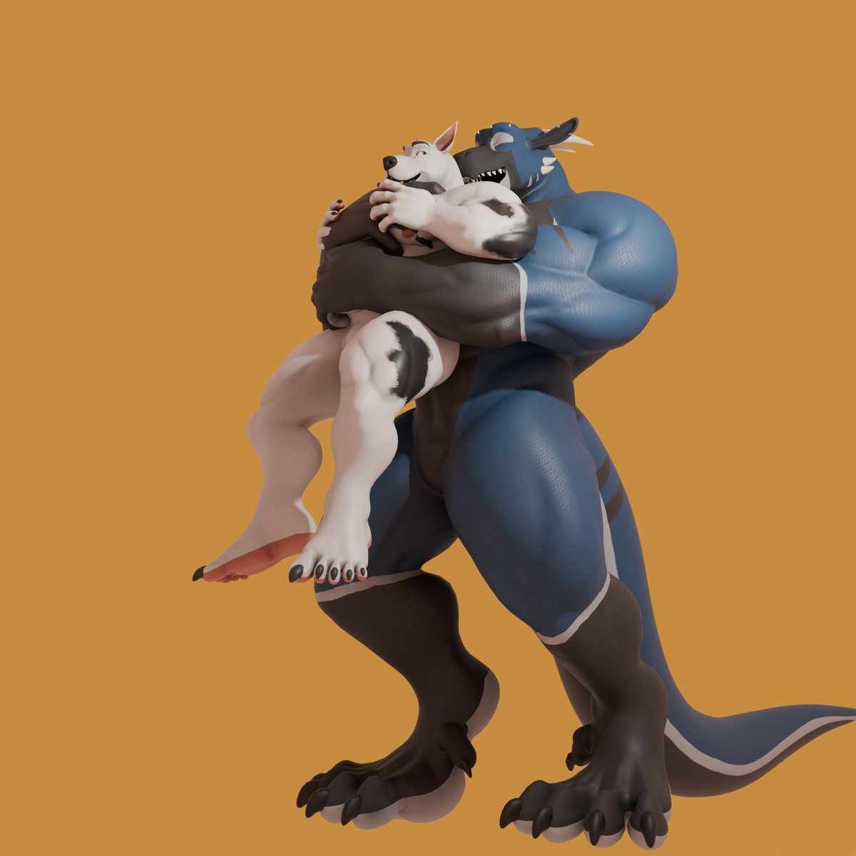 Finished a new 3D model! Commission done for <a href="/BraxTheDane/">The Massive Dane</a> 

Featuring my derg in a big cozy hug!~