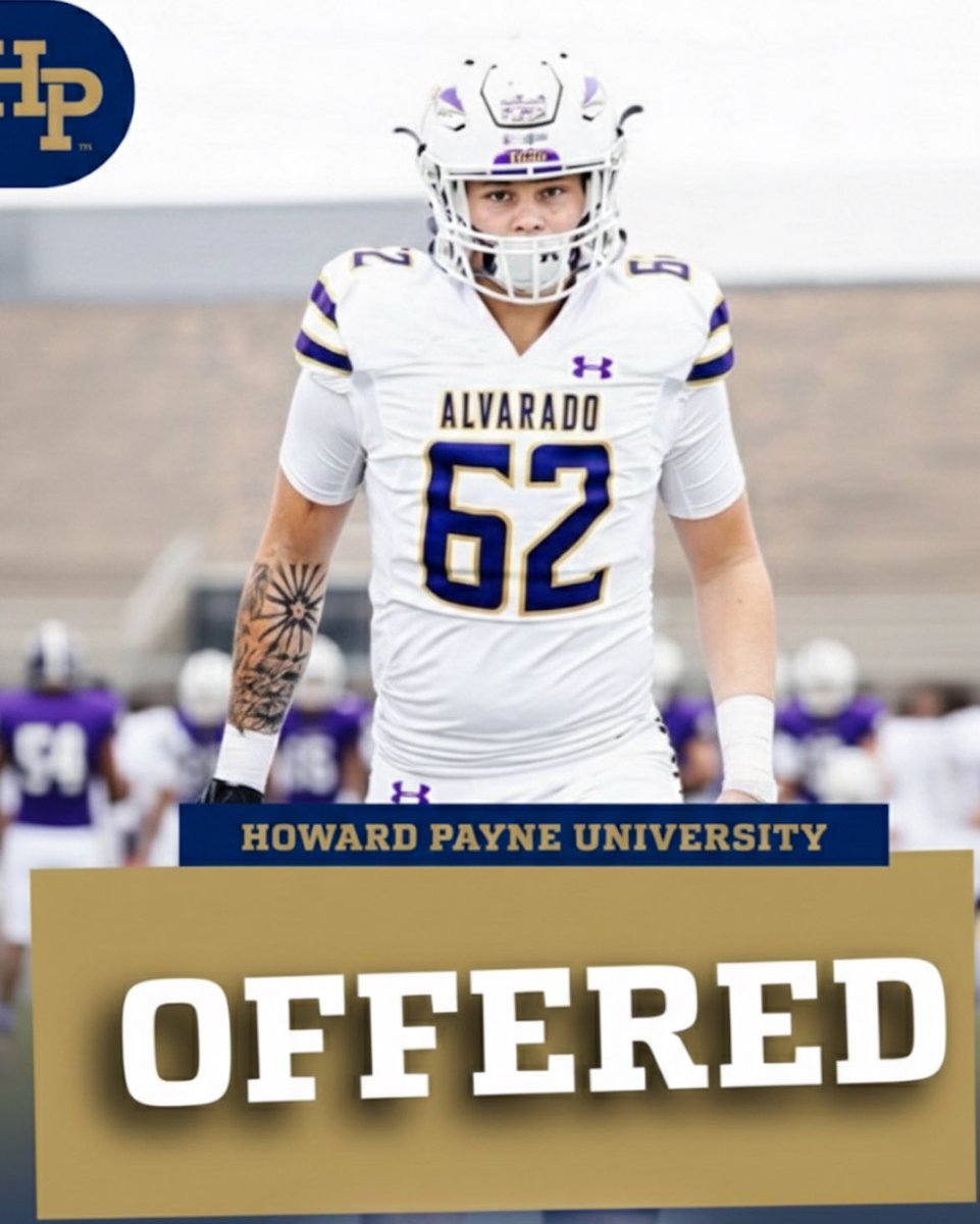 Day1anE11ison's tweet photo. Blessed to receive my first official offer from Howard Payne University #AGTG 
@Alvarado_FB @CoachWalraven @CoachJackson64 @CoachPerrin67 @Coach_Cruz1 @HPUFootball https://t.co/dDyTmcqetF