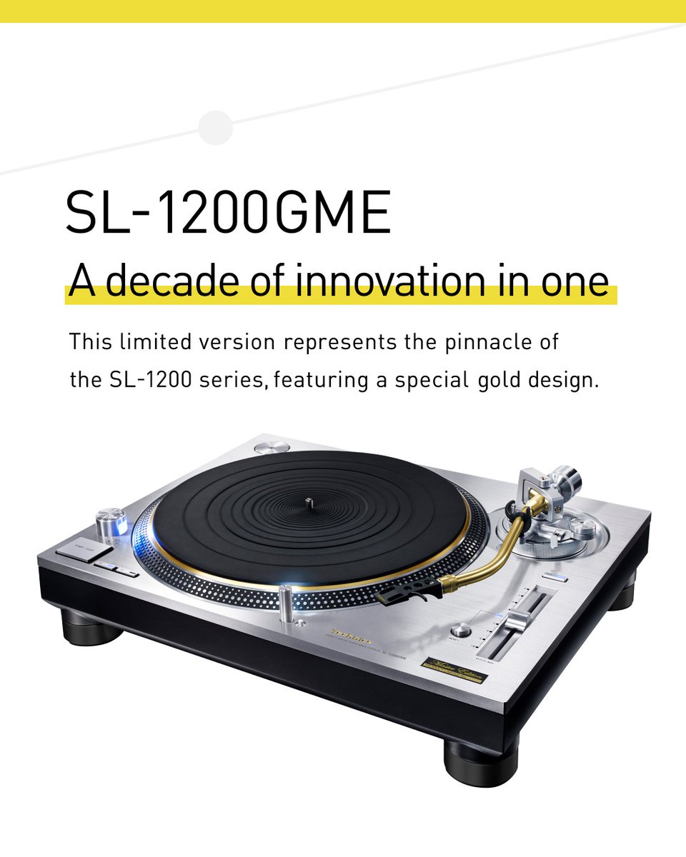 technics's tweet image. For over half a century, Technics has pushed the boundaries of analog playback—from the dawn of direct drive to breakthroughs in vibration control, materials, and motor precision. 

That legacy lives on in the SL-1200GME.
A turntable built upon decades of engineering mastery.