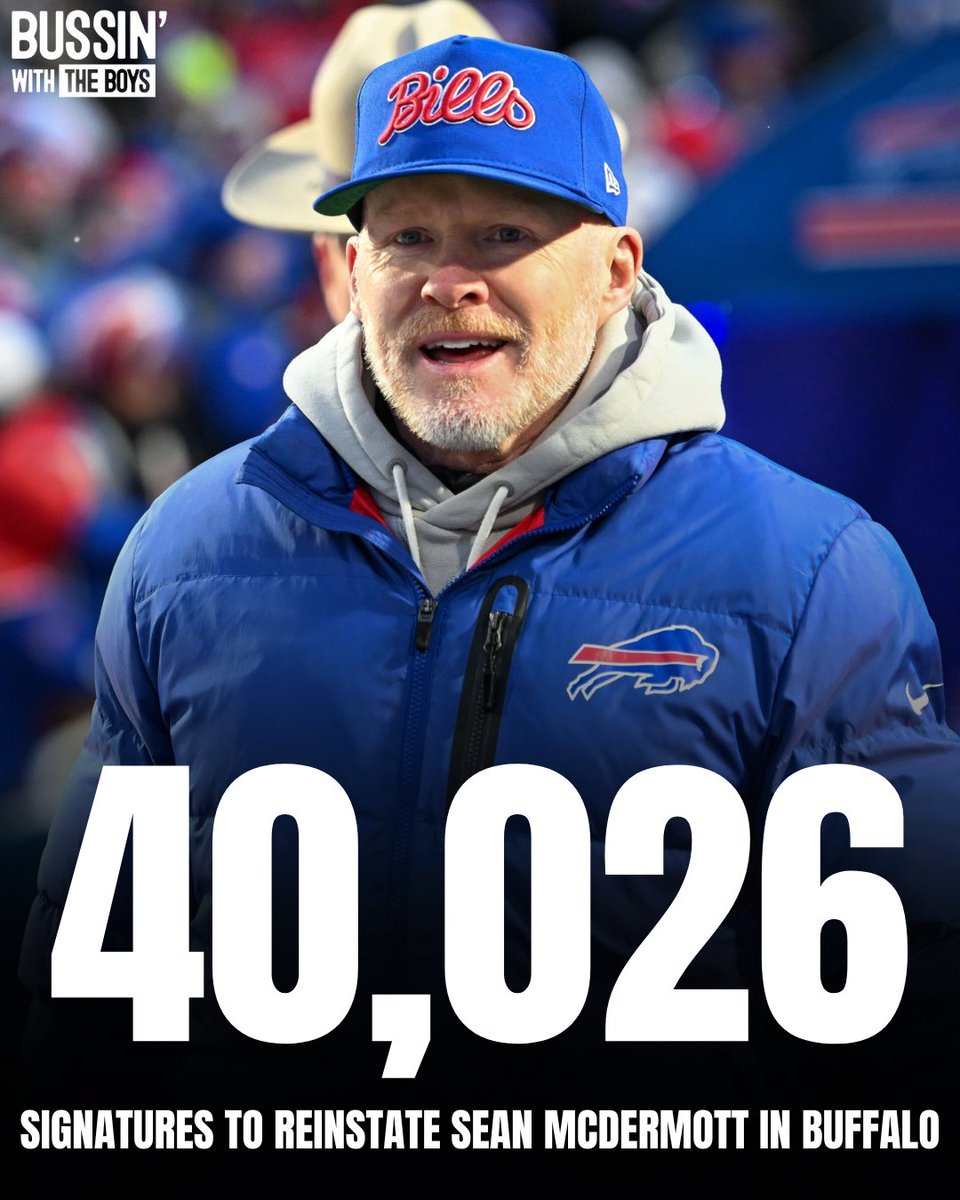BussinWTB's tweet image. An online petition to reinstate fired Bills HC Sean McDermott has reached over FORTY THOUSAND signatures 😳