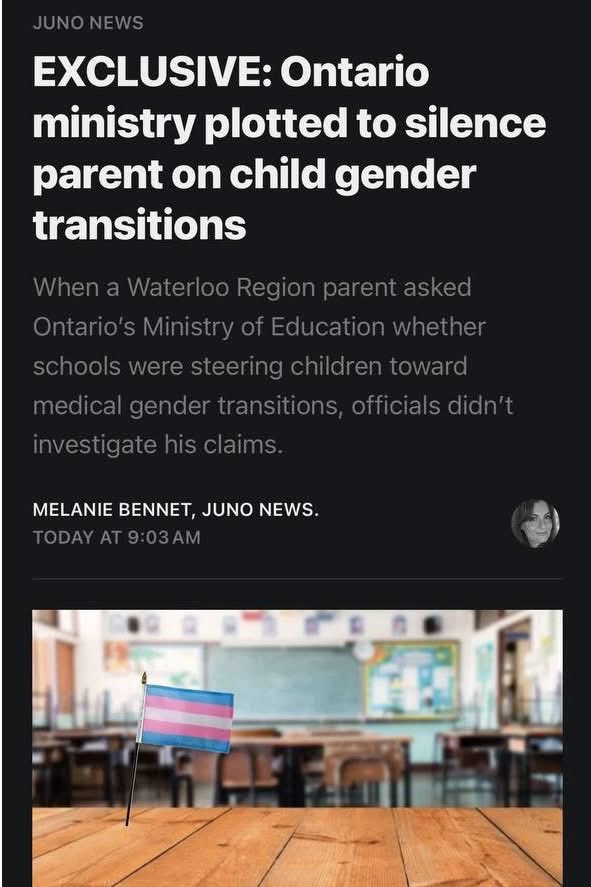 EducatorsHuman's tweet image. As reported by @finkledusty of @junonewscom, parent @FatherTodor shares his experience of seeking answers regarding what schools are relaying to youth about medical gender transitions. Also linked is a #cbc article which states that @PaulCalandra has opened virtual offices to…