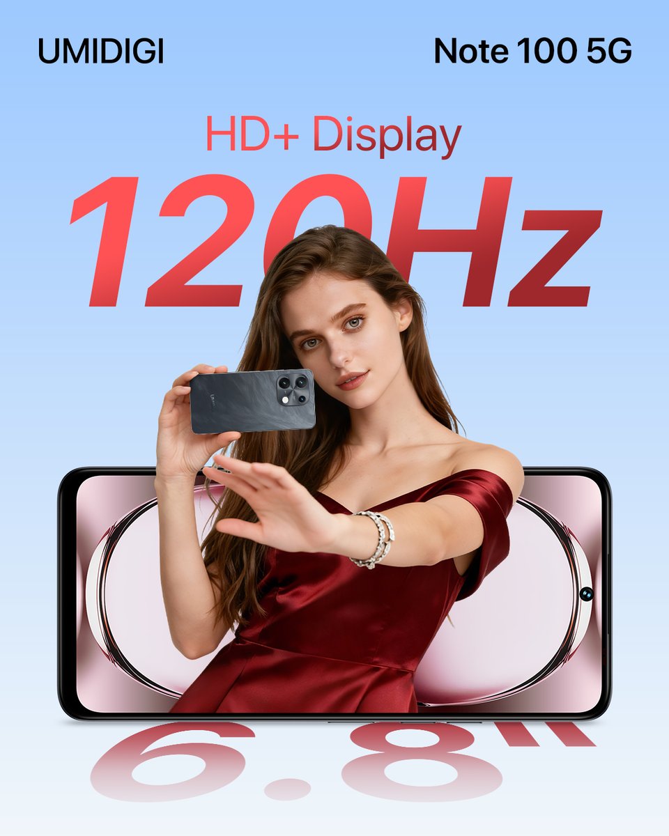 umidigi's tweet photo. 📱 Hold the world in vibrant motion with the 6.8" HD+ display of #Note1005G. The 120Hz refresh rate brings scrolling and watching to life—colors explode, motion glides, and immersion feels absolutely natural. ✨
Amazon🛒https://t.co/irckaO6scr https://t.co/5jIlYr7EMG