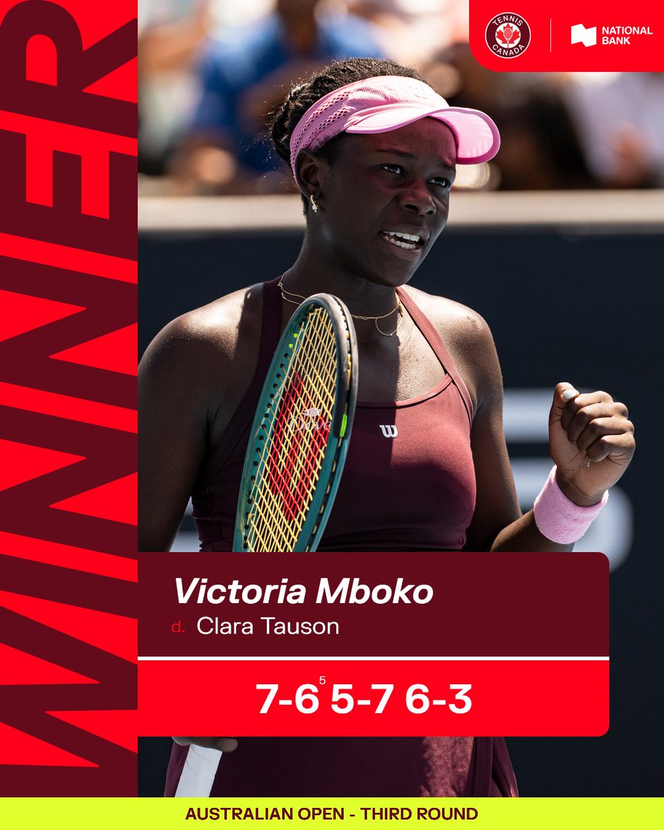 WELCOME TO THE MBOKO SHOW 📺

Victoria Mboko 🇨🇦 keeps it rolling in Melbourne, booking her spot into the fourth round of the Australian Open 🇦🇺

The run continues 👀🔥

<a href="/nationalbank/">National Bank</a>