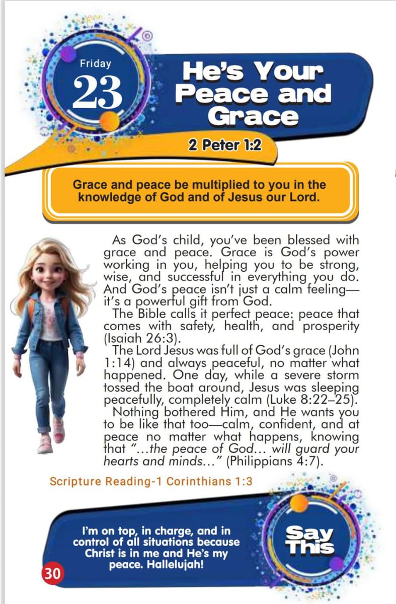 RhapsodyDaily's tweet image. Rhapsody Of Realities 
for EARLY READERS with Mark
━━━━━━━━━━━━━━━━
Friday 23rd January 2026

HE'S YOUR PEACE AND GRACE

#TheHolySpirit