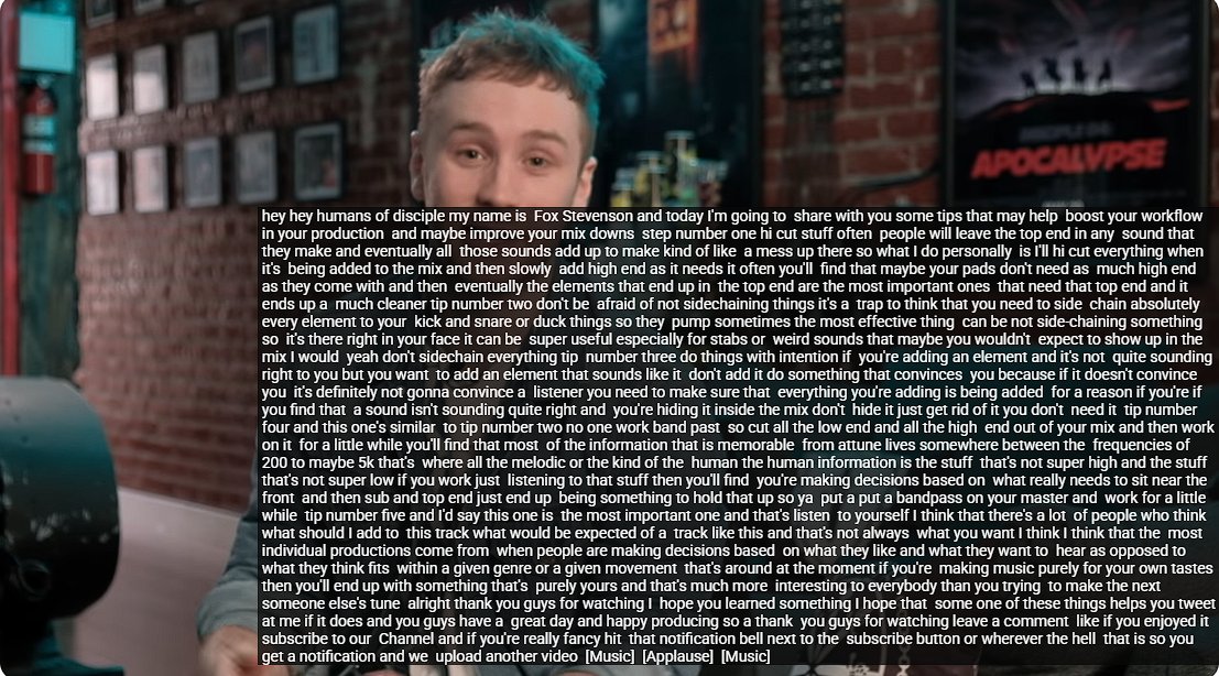 that moment when youtube just drops all of the captions of the video in its first second