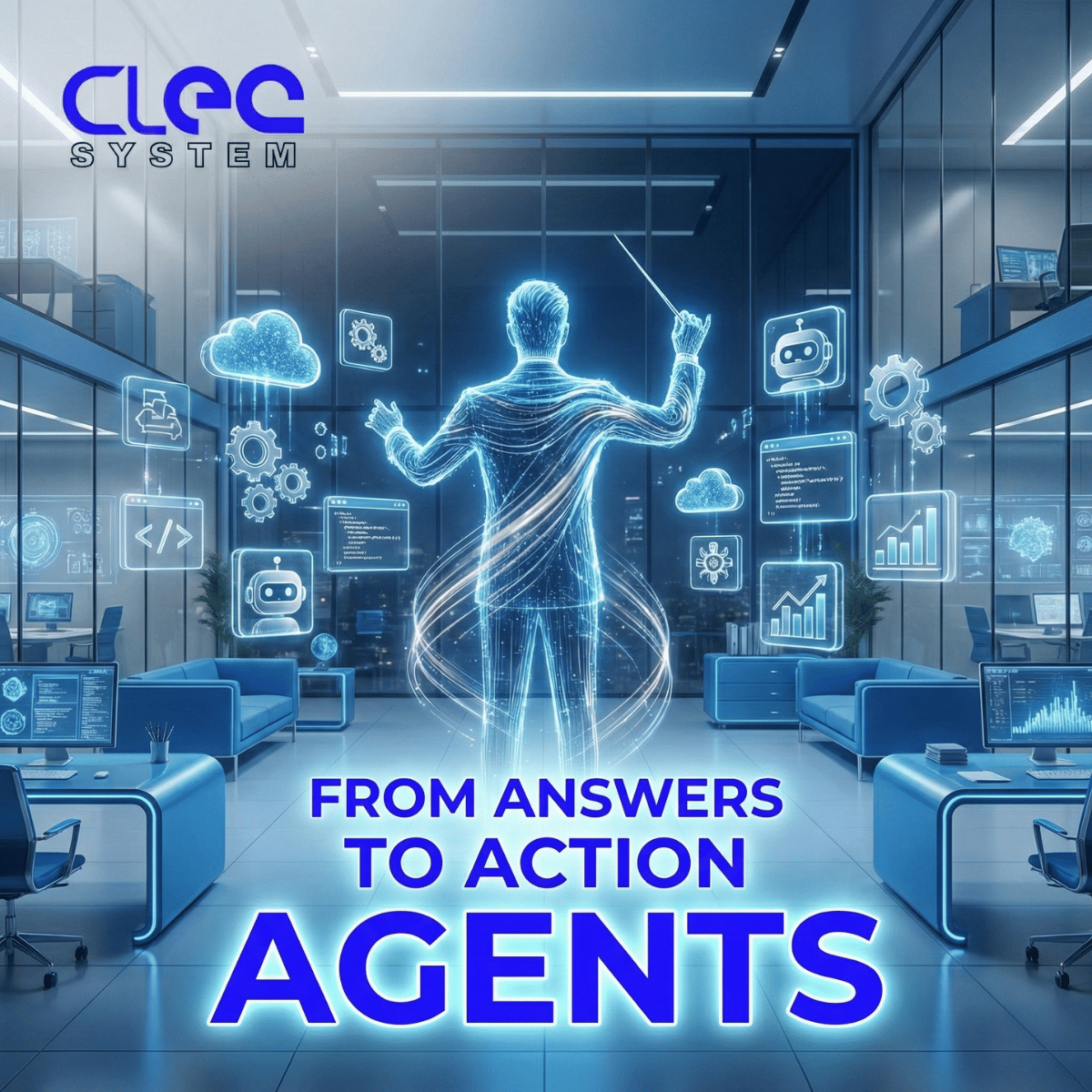 cleo_system's tweet photo. GenAI was the demo. Agentic AI is the deployment. Stop asking questions; start giving tasks. #CleoSystem #AI #AgenticAI https://t.co/hiNxWVNU4W
