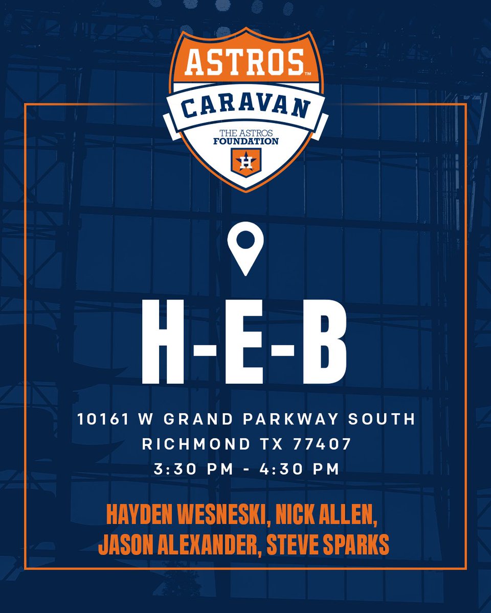 astros's tweet image. #AstrosCaravan is heading to Sugar Land tomorrow! See y’all there!

Get all the details at Astros.com/caravan