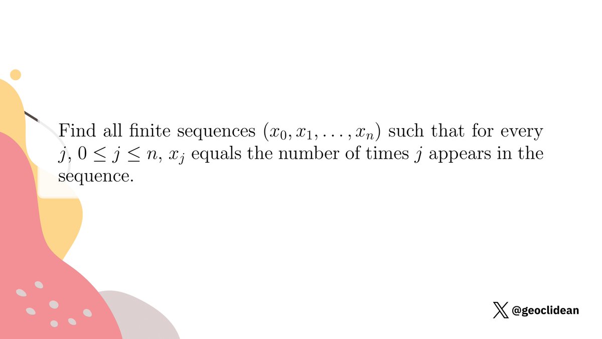 geoclidean's tweet photo. IMO ShortList 2001, combinatorics problem 5
#Combinatorics #Counting #IntegerSequence #IMOShortlist https://t.co/ntxhvvB6tm