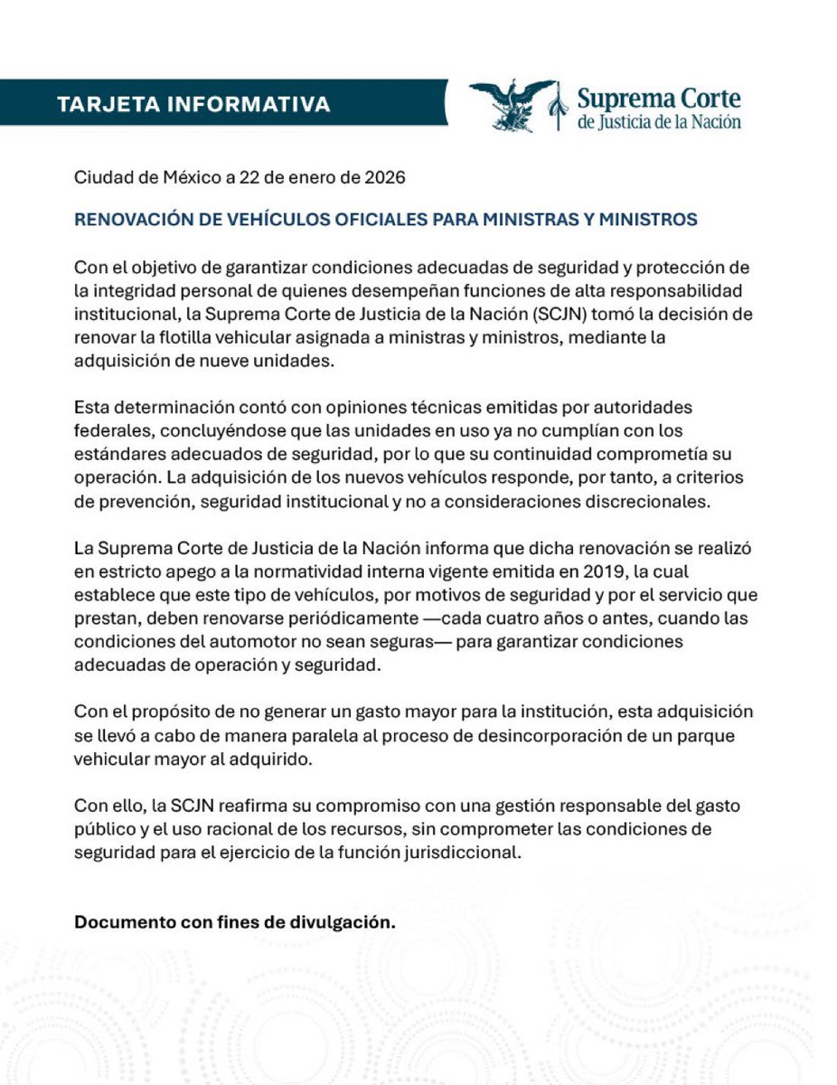 EIJefeDiego's tweet image. Queríamos un Poder Judicial austero.
“Pobreza franciscana”, decían.

Y resulta que los nuevos ministros de la SCJN se auto-regalan camionetas “machuchonas” de 1.7 millones de pesos cada una.

¿Y la indignación?
¿Y los gritos?
¿Y las consignas?
¿Dónde quedó la moral selectiva y el…
