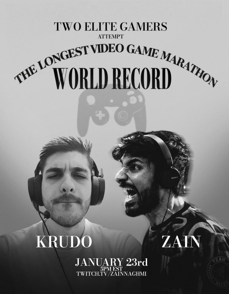 TOMORROW AT 5PM EST 

WE WILL BEAT THE WORLD RECORD FOR LONGEST GAMING MARATHON

ALSO RAISING MONEY FOR <a href="/ThePCRF/">The PCRF (Palestine Children's Relief Fund)</a> 

SEE YA THERE