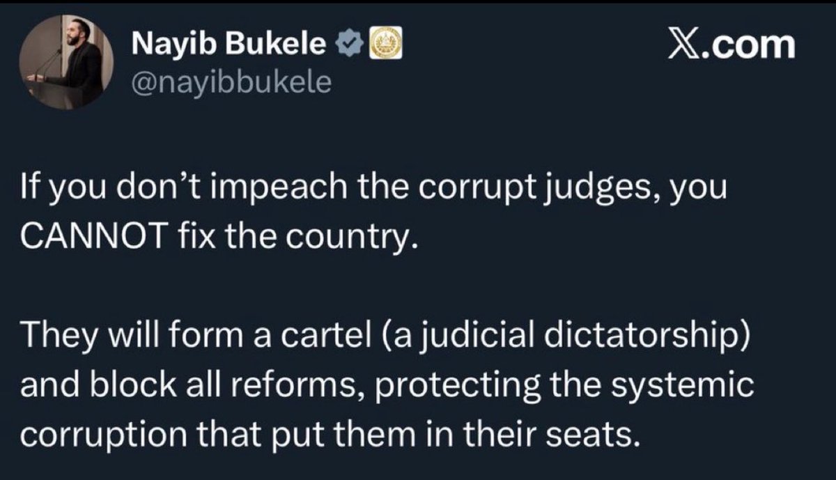 J3NN4THEWIN's tweet photo. @MJTruthUltra I’m going to keep saying this; We need to ‘Bukele’ our entire judicial system. https://t.co/KXYHByComh