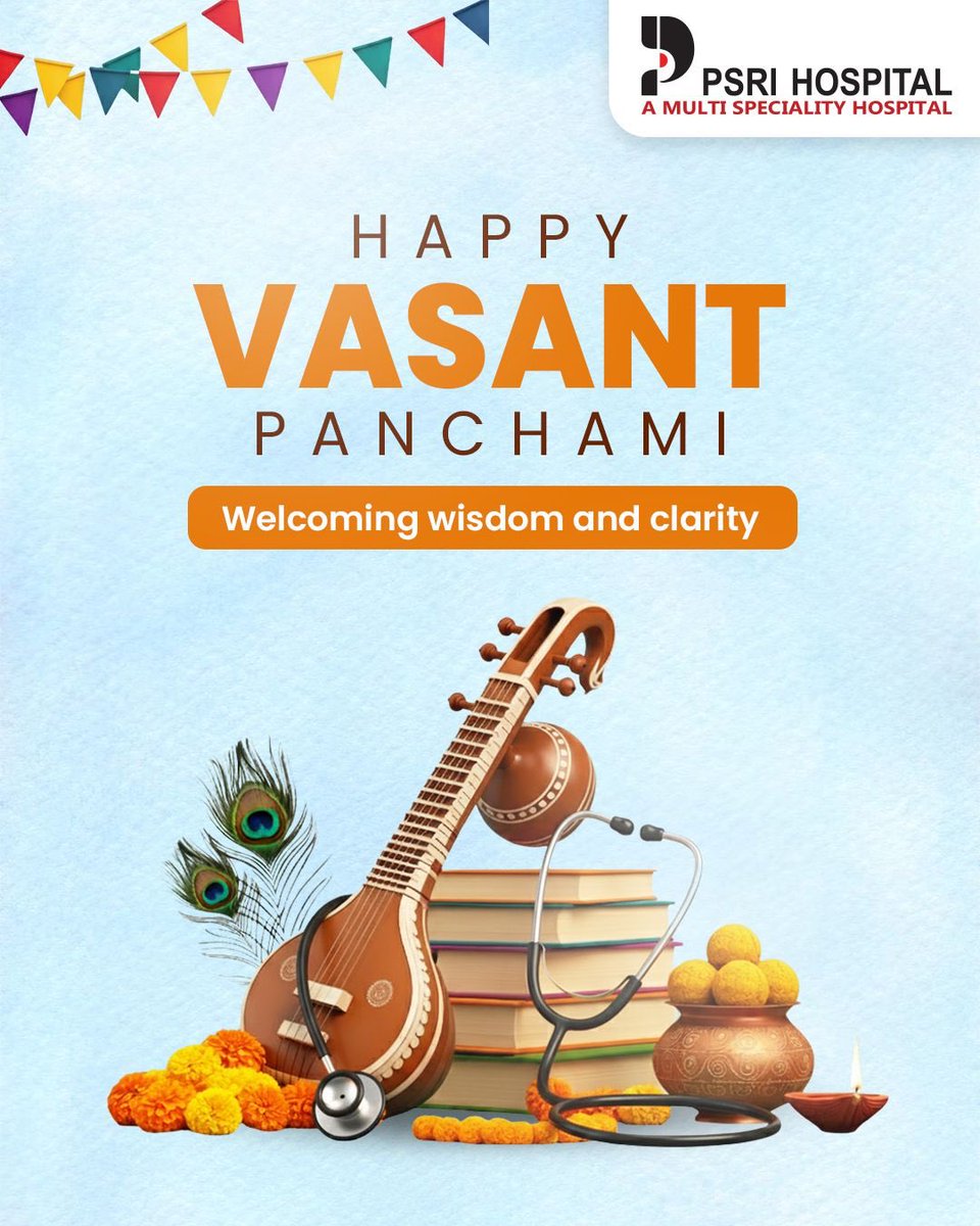 PSRIHospital's tweet image. Vasant Panchami marks the arrival of spring, a season of learning, creativity, and fresh beginnings.🌼

A day to honour knowledge, nurture curiosity, and move forward with clarity and purpose.✨

#PSRIHospital #VasantPanchami #SeasonOfSpring #MultispecialityHospital #PSRI #Delhi