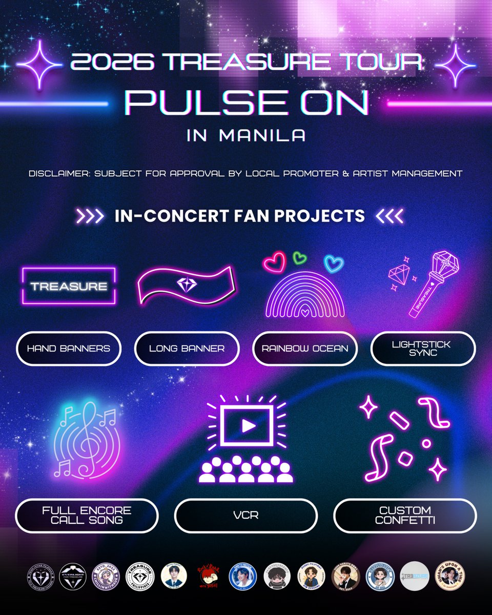 TeamHiyasPH's tweet image. ᥫ᭡.ִֶָ𓂃ـــــ❥ــ٨ـــــــ❥ــ
2026 TREASURE TOUR [PULSE ON] IN MANILA

Filo Teumes, here we go! 💎
Here are the fan projects that will be proposed to iMe and YG for the upcoming concert. 

Call for encore song &amp;amp; banner slogan polls will be posted separately. We look forward to…