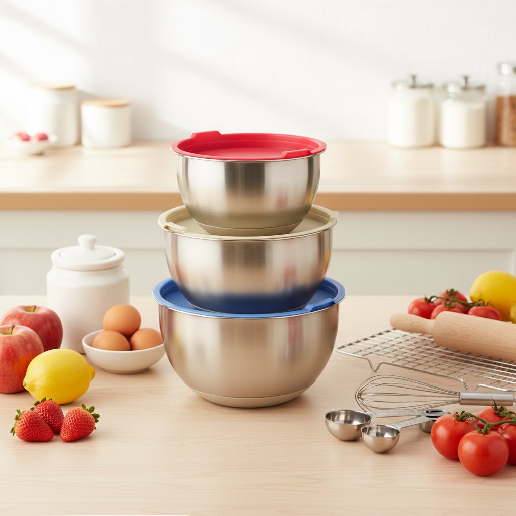 Let the mixing bowls be your trusty assistant in the kitchen!

💯High-quality material, ensuring long-lasting use.
✨ Perfect for mixing, marinating, and serving, meet all your kitchen needs.
💦 Non-slip base ensures stability while mixing, preventing any unwanted spills.