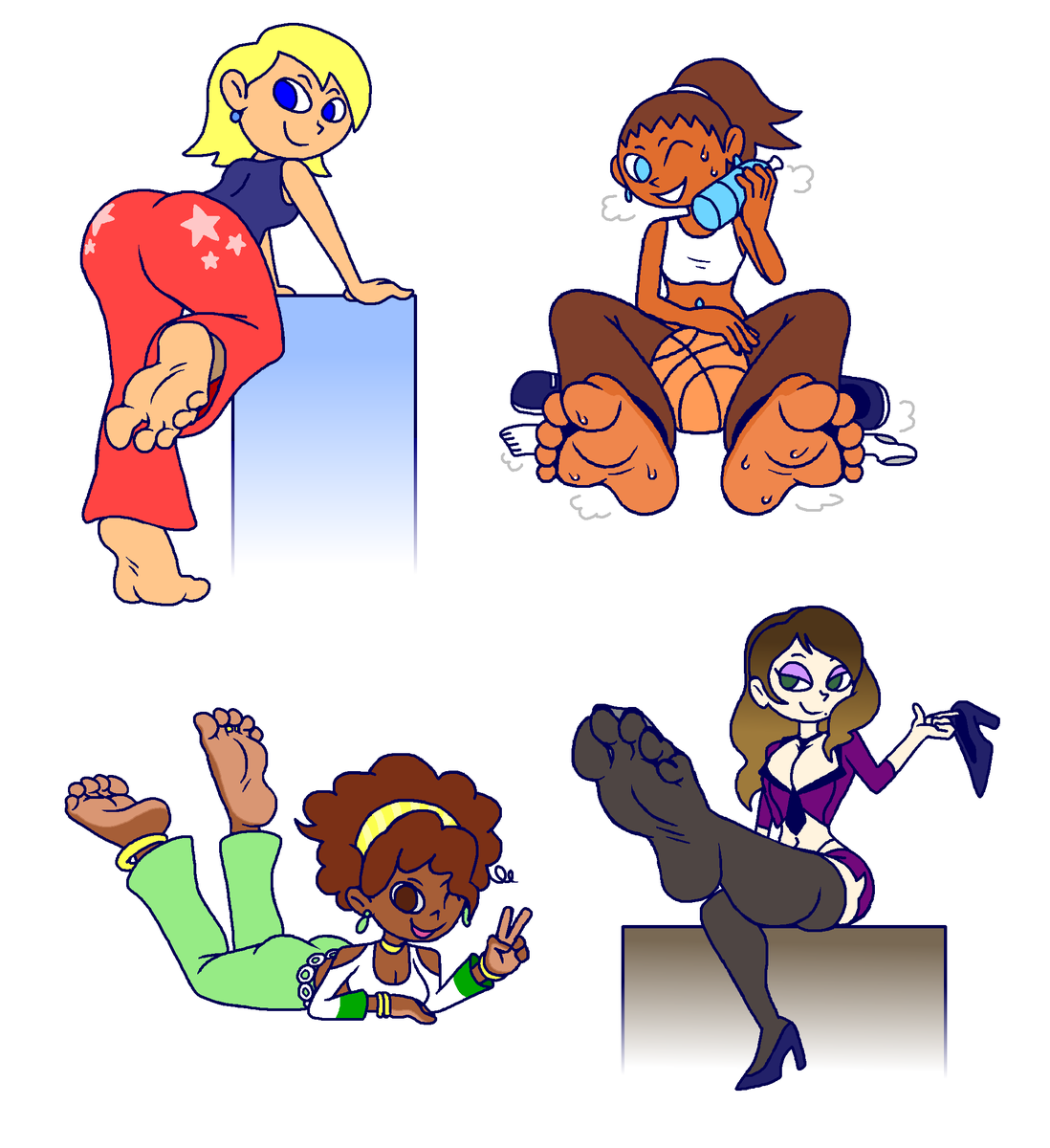 napplepies's tweet photo. Some doodles of Judy, Aya, Mary &amp; Madoka in the same vein since this was so popular 🎶👣 https://t.co/J29KCr4TOh