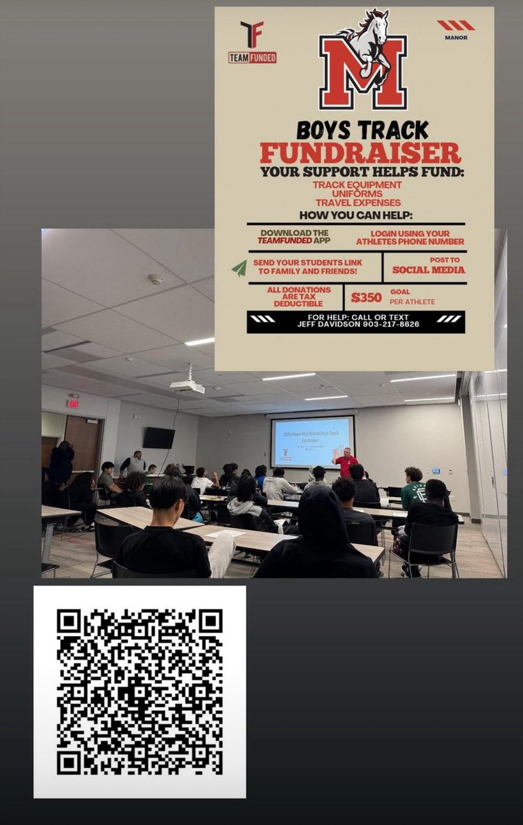 NolanLowe50528's tweet photo. Manor Mustangs Track and Field is off to a great start. Parent meeting was a success!! Thank you Mr. Davidson for coming to speak and start our first fundraiser.. 

#TrackSeasonLoading https://t.co/H9B7P5f5Zx