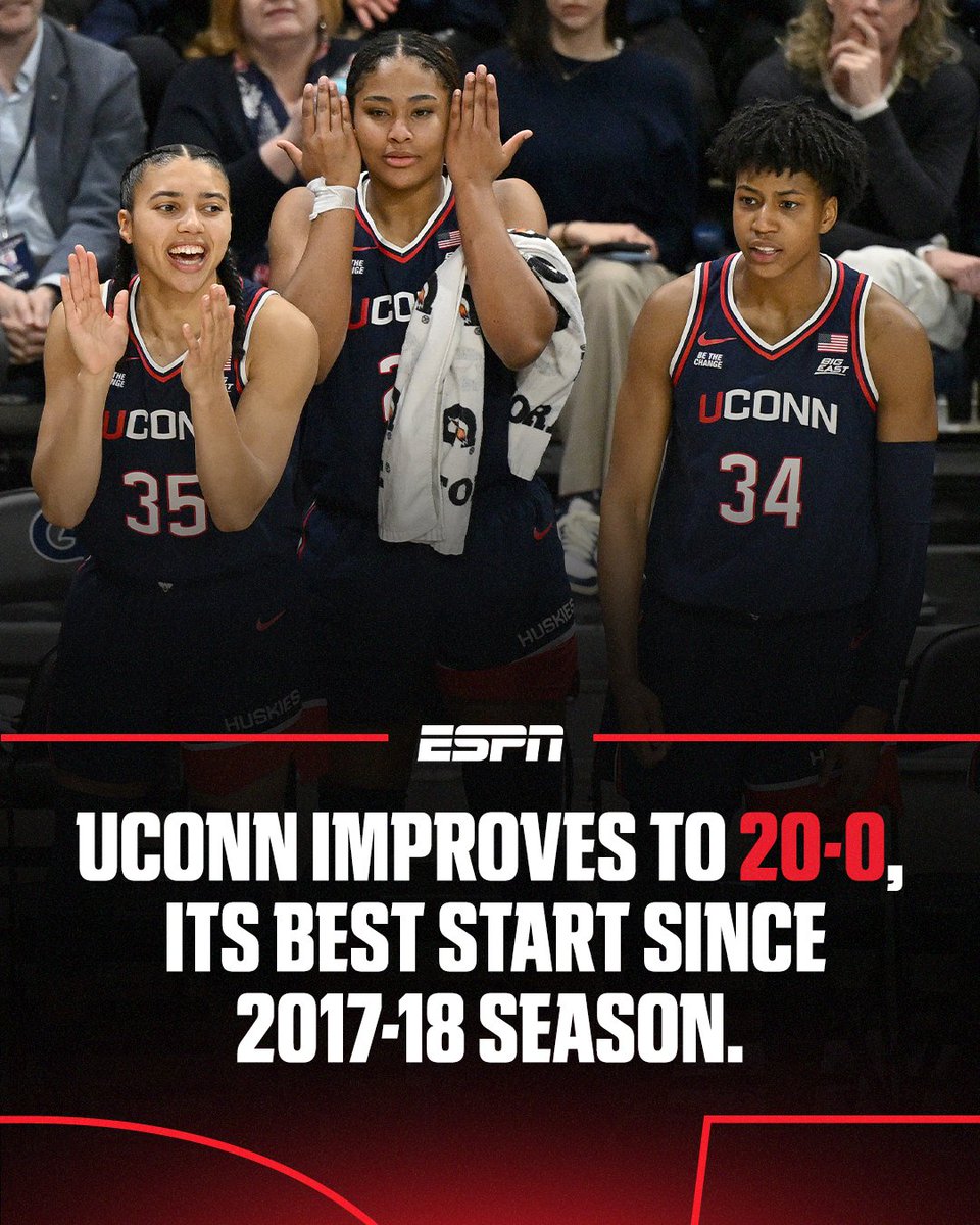 espnW's tweet image. The Huskies are still PERFECT ✨ 

Sarah Strong and Azzi Fudd led the Huskies to a W over Georgetown 👏