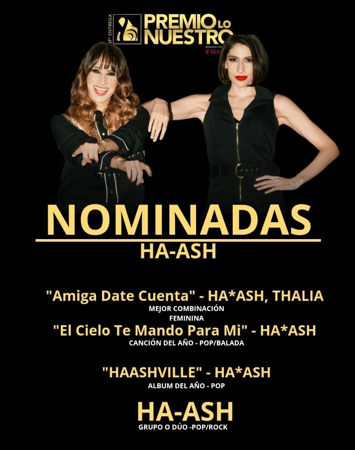 #HAASHFans
Recordatorio: la fecha límite para votar por 
<a href="/haashoficial/">Ha*Ash</a>
en #PremioLoNuestro es el 26 de Enero.
Ayúdanos compartiendo el siguiente enlace en Instagram, TikTok, Facebook etiquetando a tus seguidores,para que ayuden y voten por <a href="/haashoficial/">Ha*Ash</a>
premiolonuestro.com
