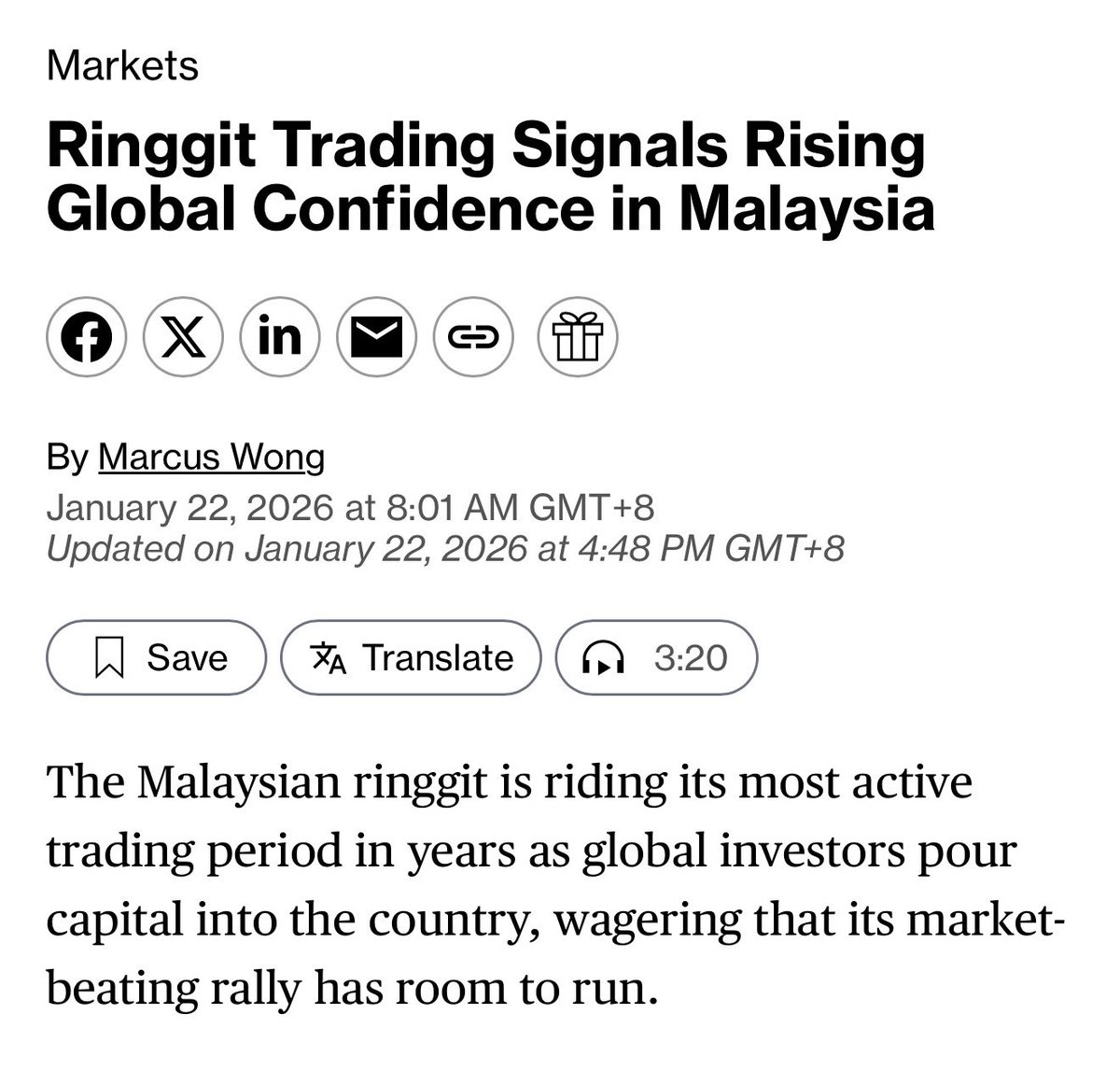 USDMYR officially sub-4.00. Ringgit highest level vs US Dollar since 2018. 

Yesterday, Bloomberg reported Ringgit trading volume signals rising global confidence in Malaysia.