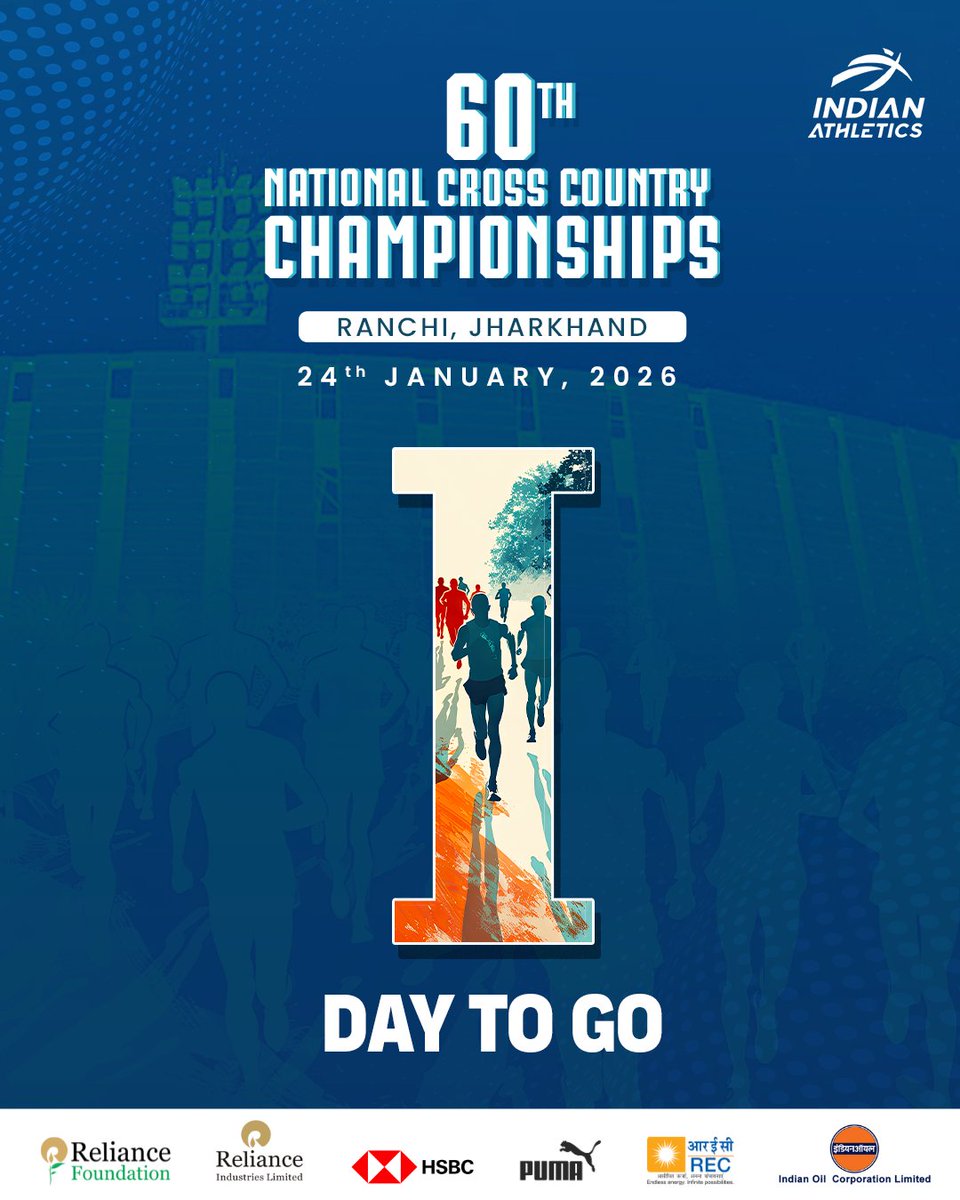 afiindia's tweet image. 1️⃣ sleep away!🤩

See you all in Ranchi tomorrow😊

#NationalCrossCountry2026 #CrossCountry #AFI #IndianAthletics