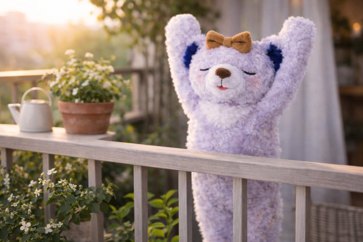 rokuseibear's tweet photo. 【  #六星れたー 】

「なんとなく大丈夫な気がする朝。
　その感覚でいい。」
　　　　　　　　
　　　　　　💜天王星人ベアより

#六星ベア診断 は固定ポストから📷 https://t.co/IahvwMftGa