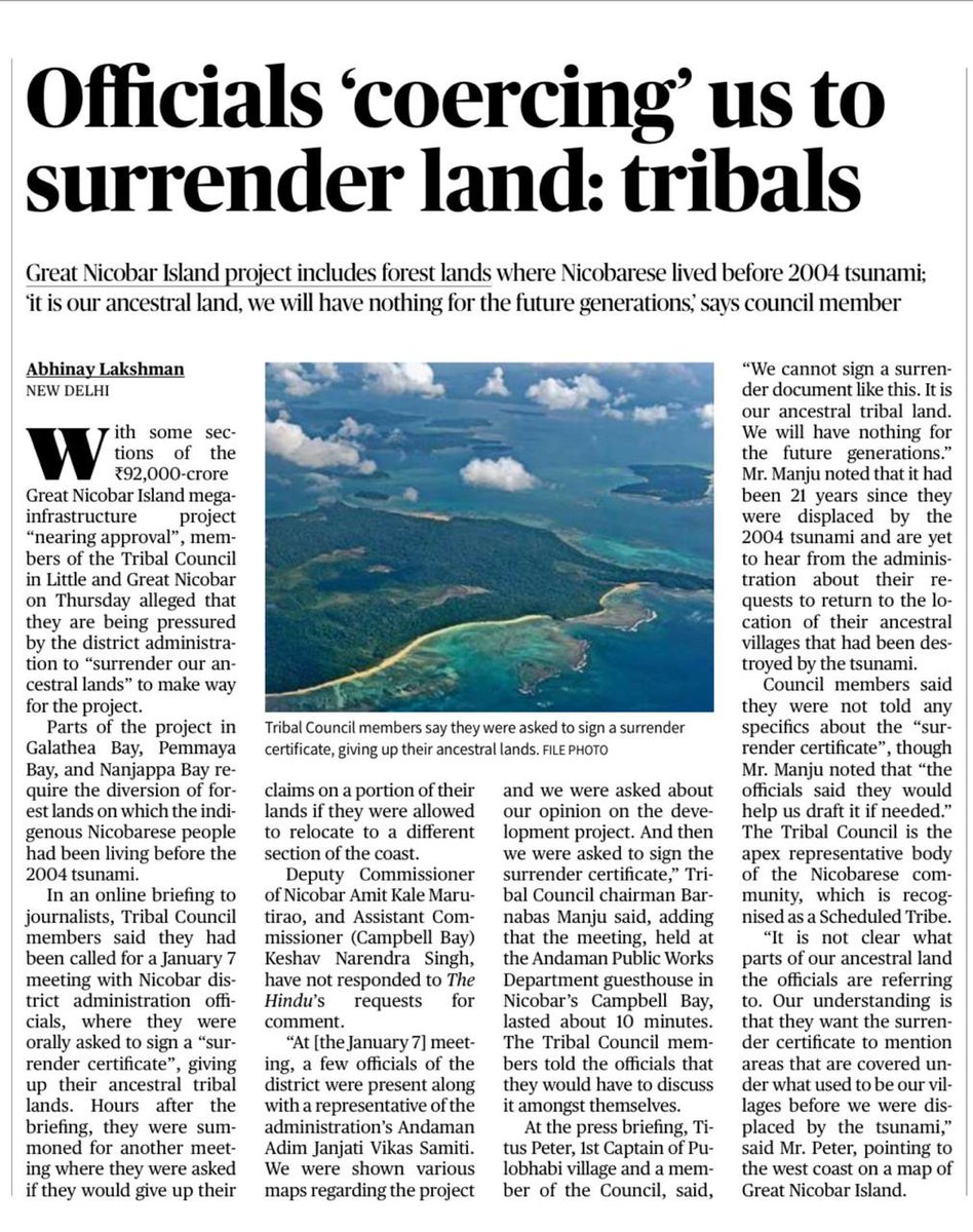 SushantSin's tweet image. This is sickening. How the indigenous people in Nicobar islands are being coerced and targeted to sign off their ancestral lands.