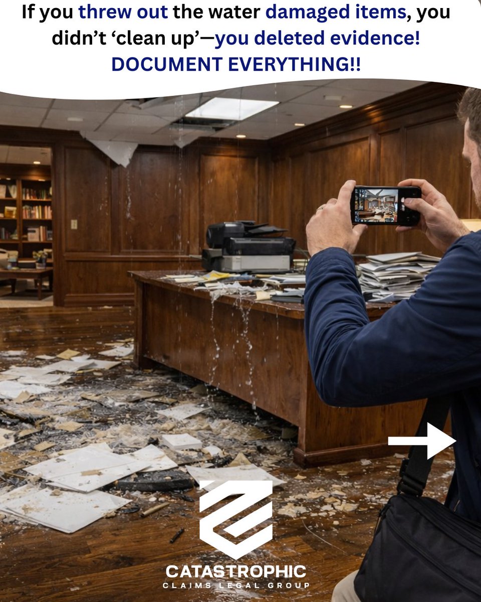CatClaimsLegal's tweet photo. After a burst pipe, the fight is usually over scope + mitigation—not “whether it happened.” 

Shut off the main and timestamp it. Photograph before demo.

Dry out fast + keep every invoice. 

Don’t discard wet drywall/flooring—preserve evidence.

#Pipeburst #InsuranceClaim https://t.co/3wrrbPnQi4
