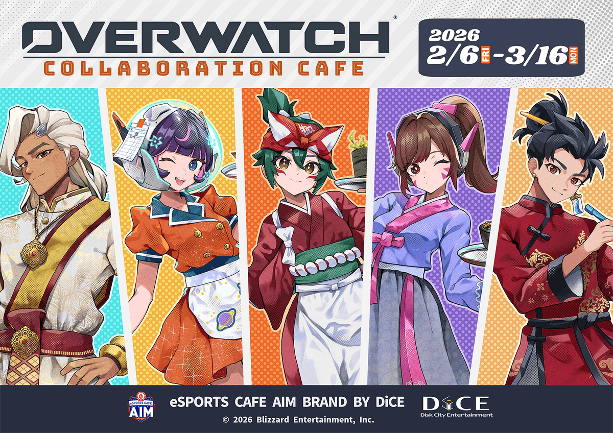Kompae's tweet photo. ⚠️ Durante un tiempo limitado (del 6 de febrero al 13 de marzo) en las cafeterías de esports AIM de Japón habrá menús y bebidas temáticas de países y sus personajes de Overwatch.
Además habrá merchandising exclusivo como chapas, pegatinas, tazas, figuritas de metacrilato y más. https://t.co/Ig6Hqbt2Qt