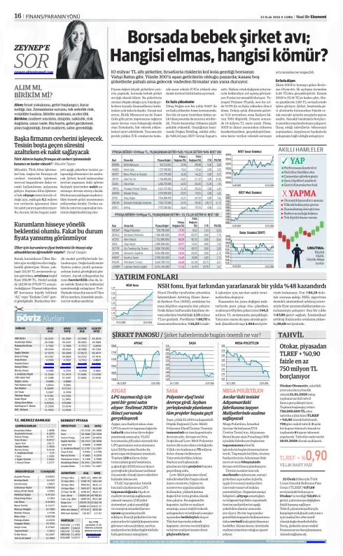 Biraz küçük şirketlere bakıyoruz
Bugün "Borsada bebek şirket avı"nı yazdım
Peki, "hangisi elmas, hangisi kömür?"
Küçük şirketlerde seçim yapabilmeniz için önümüzdeki günlerde farklı kriterlere göre analizler yapacağım.
Yazıma ve tablo detaylarına aşağıdaki linkten