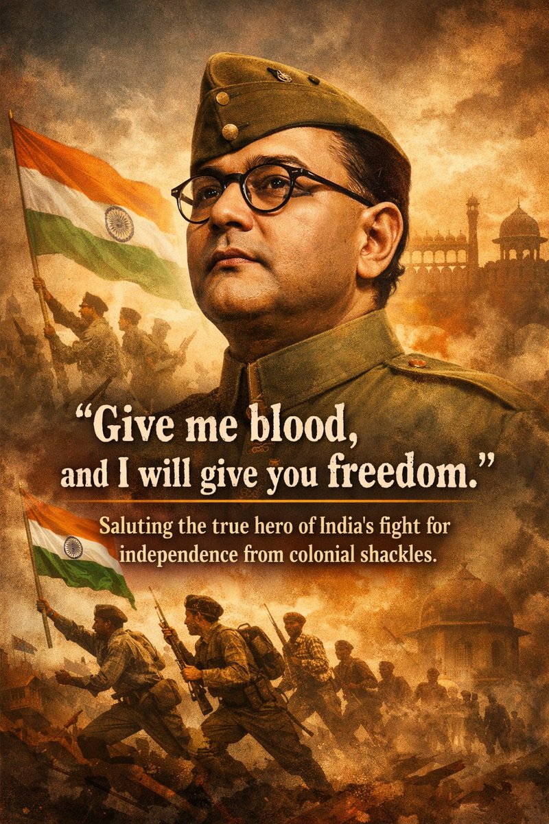mkmanocha's tweet photo. Remembering the true Hero of India's freedom struggle on his birth anniversary. May his courage, commitment and vision guide this grat nation #India #NetajiSubhasChandraBose https://t.co/6E97dl09pD