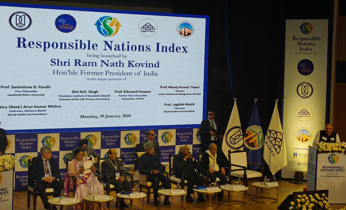 JNU_official_50's tweet photo. Jawaharlal Nehru University is proud to have collaborated with the World Intellectual Foundation (WIF) on the Responsible Nations Index (RNI) 2026, a pioneering global framework reimagining nationhood through the lens of responsibility. 
The Index was methodologically validated by IIM Mumbai.
JNU VC Prof. Santishree Dhulipudi Pandit congratulates the WIF team led by Dr. Rubina Mittal & Dr. Hemangi Sinha along with the JNU faculty members Prof. Rajib Dasgupta, Prof. Elumalai Kanan, Prof. @YadavShuchi & Prof. Maniketan Behra for the 3 years of hardwork put in to develop RNI that puts JNU and WIF  on the global map with the Ivy League.
The Responsible Nations Index places the shared global commons - human well-being, peace & the planet - at the heart of how we measure nations.
@rashtrapatibhvn