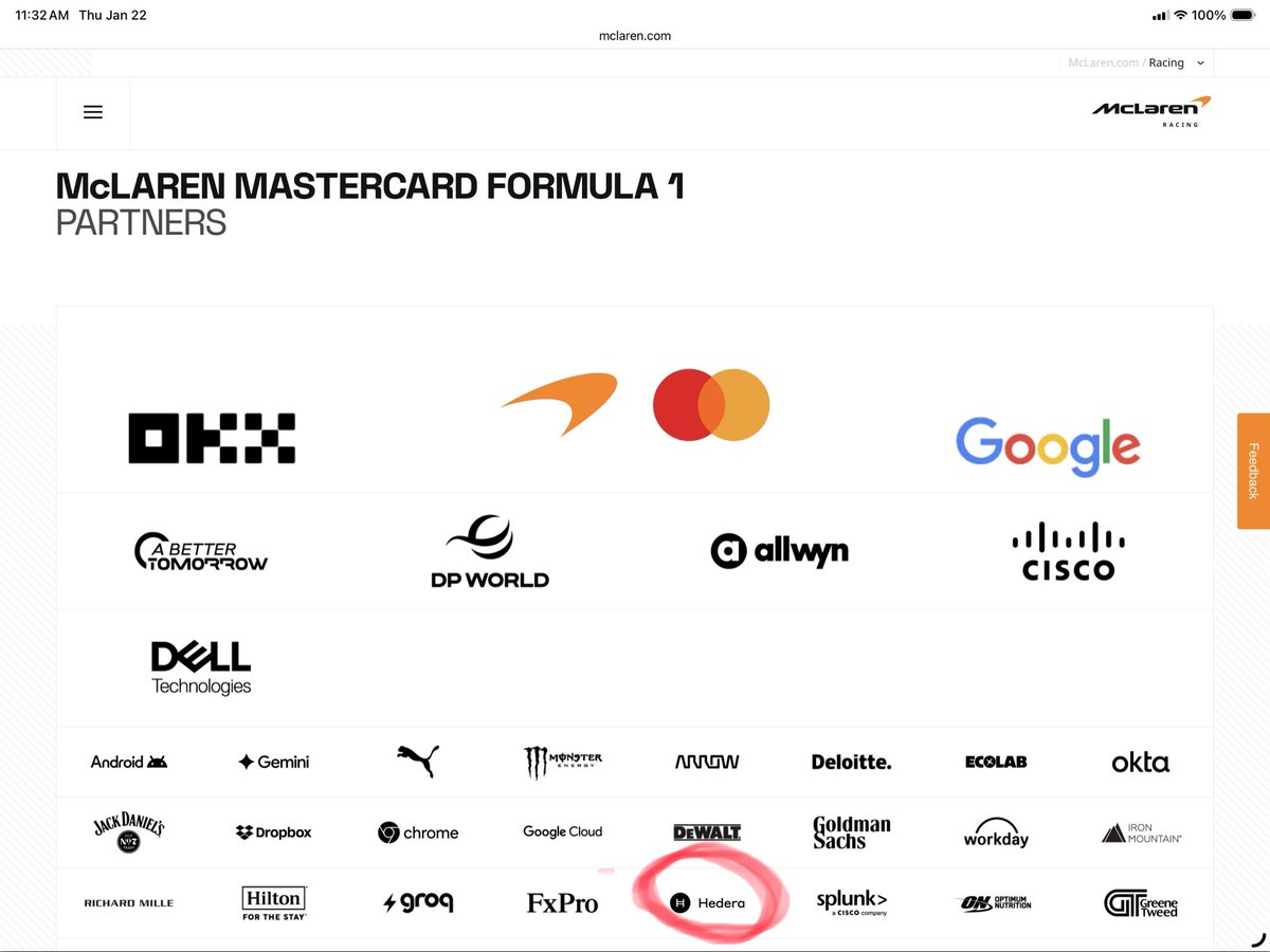 Jhetclyde's tweet photo. All eyes in Hedera . BREAKING: McLaren Announces Multi-Year Partnership with Hedera for F1 and IndyCar  Official partner branding on cars and race suits across both series.  Free digital collectibles on Hedera every race weekend starting this season. @hbar @Hedera https://t.co/r2ErGawHKC
