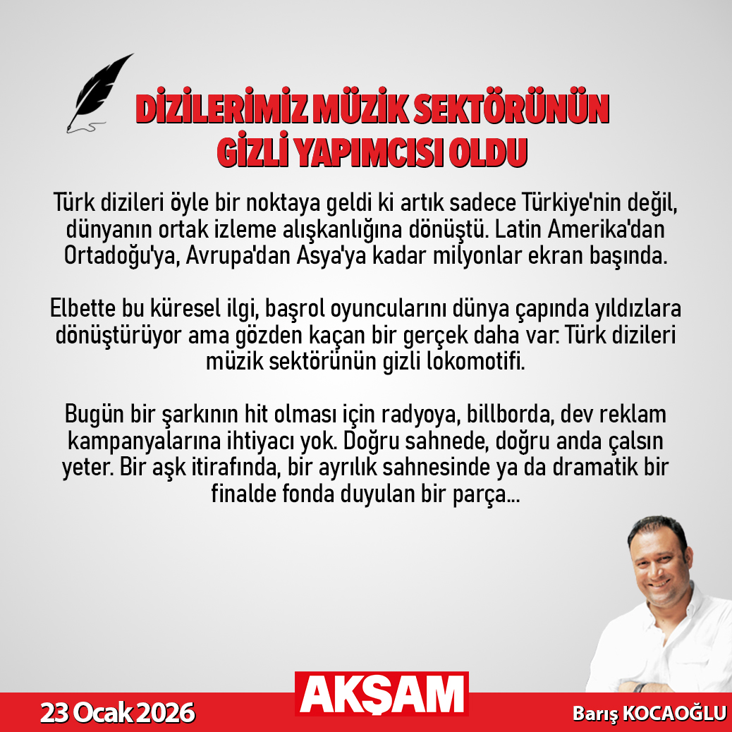 Aksam's tweet photo. ✍️Barış Kocaoğlu yazdı... "Dizilerimiz müzik sektörünün gizli yapımcısı oldu"

@bariskocaoglu66
https://t.co/FbwsqlRNPI https://t.co/gITG6RYt8P