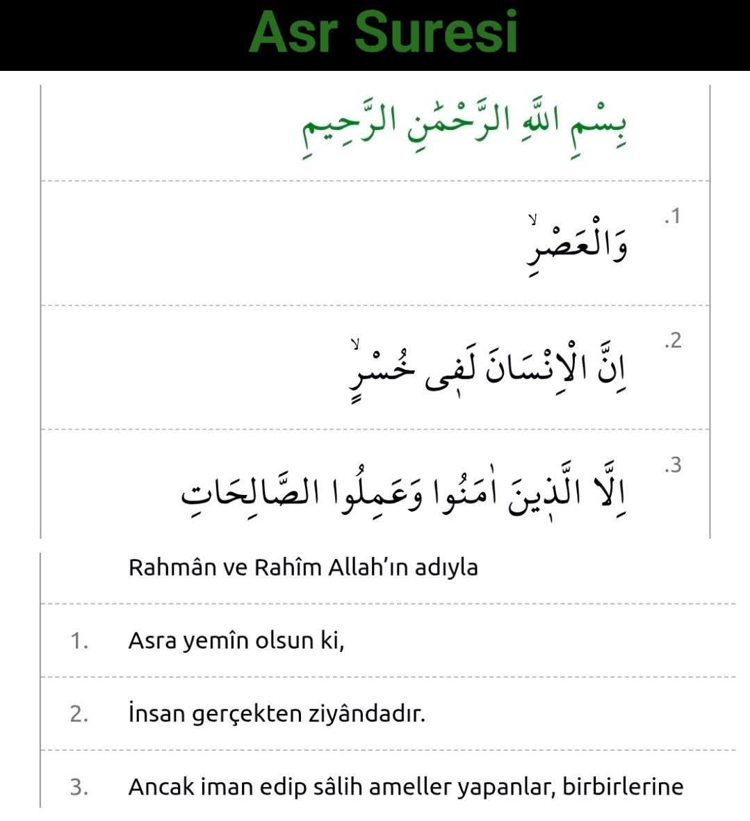 "Asra yemîn olsun ki, İnsan gerçekten ziyândadır. Ancak iman edip sâlih ameller yapanlar, birbirlerine hakkı tavsiye edenler ve birbirlerine sabretmeyi öğütleyenler müstesnâ!" (Asr Suresi)

Hayırlı Cumalar.