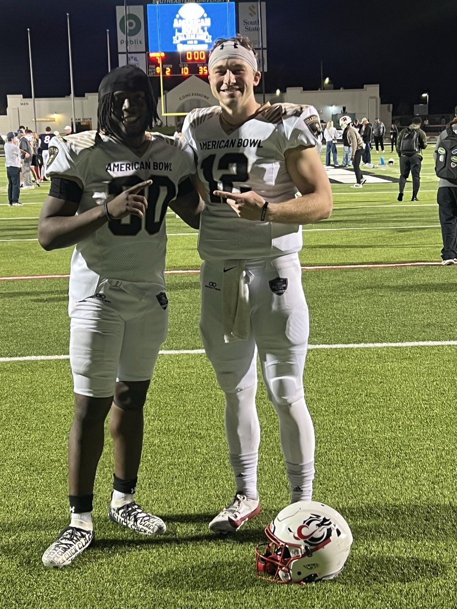 dlryland's tweet image. The only NCAA D2 Football players in tonights @TheAmericanBowl @Almightyallen1 @JackStrand5 @NCAADII @D2Football @d2fbspotlight