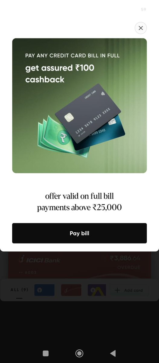 UltimateDeall's tweet image. 🔥 CRED Cashback Deal 🔥
Pay ₹25,000 Credit Card Bill &amp;amp; get ₹100 Cashback 💳💰
⚠️ User Specific Offer
👉 Open CRED App → Card Section → Check banner
#CRED #CashbackOffer #ccgeek #CreditCard #Deals #ccgeeks #Billpayment