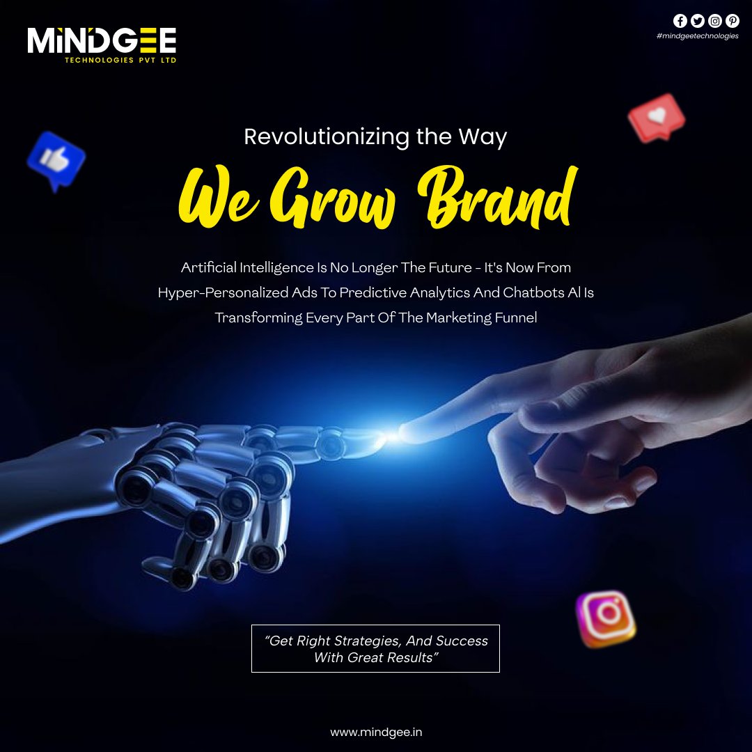 AI is transforming the way brands grow 🤖✨

From personalization to predictive analytics, MindGee helps your brand scale smarter and faster.
Let’s revolutionize your marketing.
🌐 mindgee.in | 📞 +91-89516 05480

#AIinMarketing #BrandGrowth #MindGee #DigitalFuture