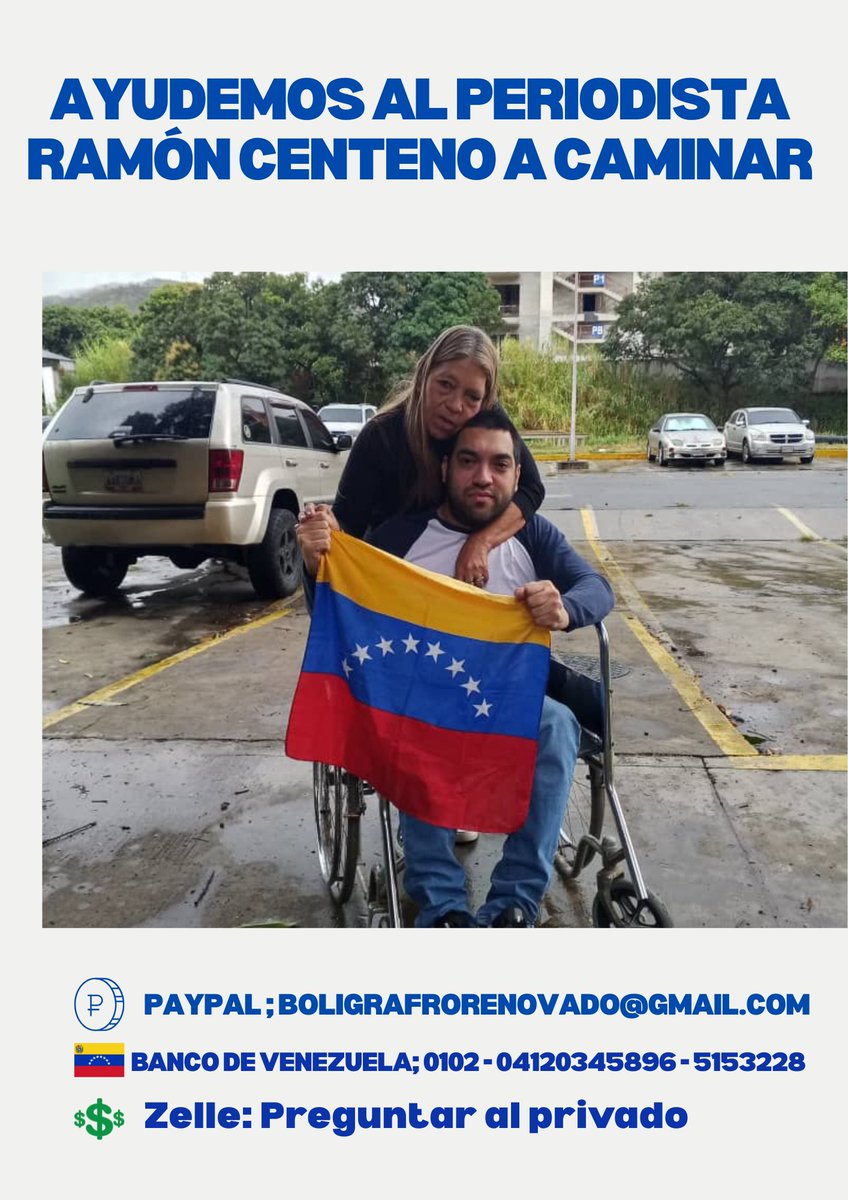 victorrenewss's tweet image. Hoy en día podemos ayudar a caminar al periodista Ramón Centeno, estamos organizando una campaña a través de distintas plataformas de recolección para que Ramón pueda recuperar su movilidad