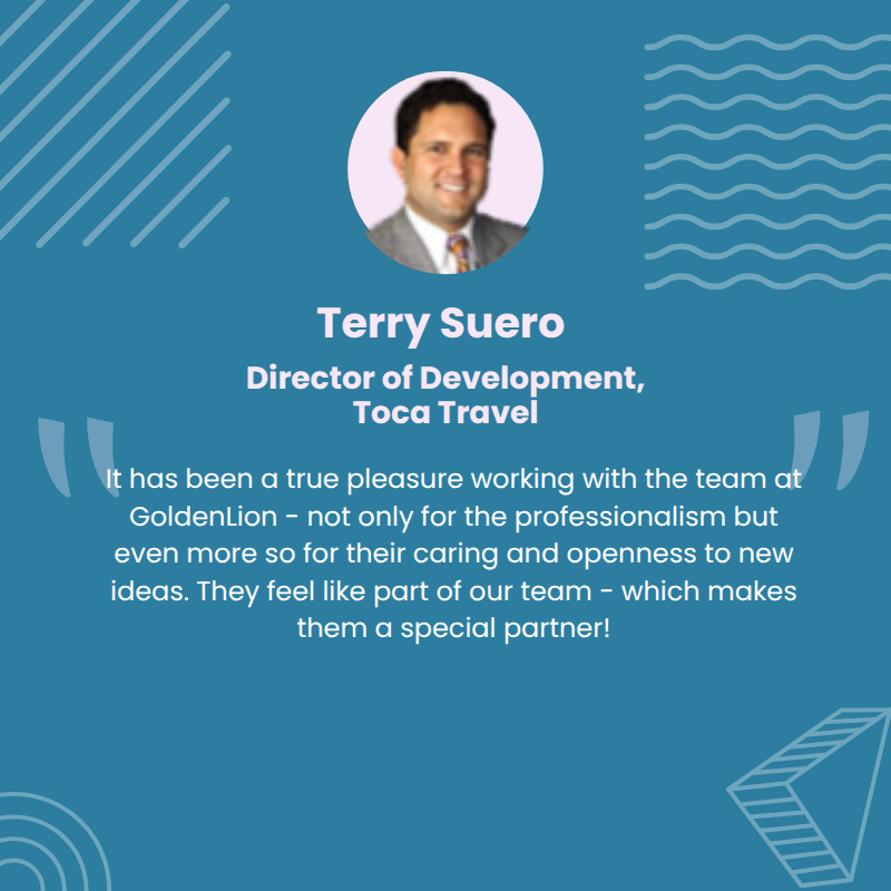 YourGoldenLion's tweet photo. ✈️ What Our Travel Agency Clients Are Saying

We’re proud to support Travel Agencies in streamlining their operations more efficiently.
Here’s what Terry Suero, Director of Development, Toca Travel, shared about using our #TravelAgencyCRM and his experience working with us! https://t.co/rV1TvVcQt9