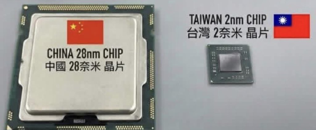kuniyoshi_shino's tweet image. 中国と台湾の半導体サイズの比較
28nm vs 2nm

中国人の反応「中国の技術は台湾の14倍だ！すごい👍俺の国」

とにかくデカいのがすごい👍中国人の思考