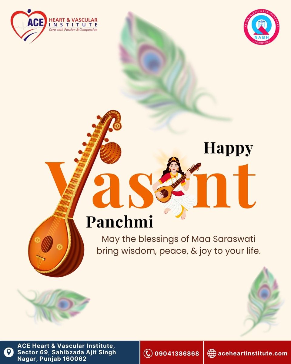 ACE_DrPuneet's tweet photo. 🎶 𝗛𝗮𝗽𝗽𝘆 𝗩𝗮𝘀𝗮𝗻𝘁 𝗣𝗮𝗻𝗰𝗵𝗺𝗶! 🌸

May Maa Saraswati's blessings bring wisdom, peace, and joy to your life! 🙏✨

At ACE Heart &amp; Vascular Institute, we celebrate this special festival with the hope of enriching minds and hearts. 💡🎶 https://t.co/vSCGpxCeKN